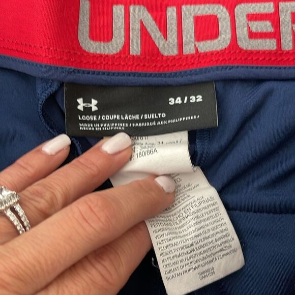 Mens Navy Blue Under Armour Golf Pants Size 34/32 - Picture 2 of 3